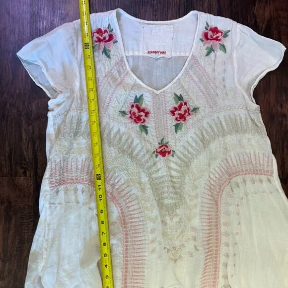 3J Workshop Johnny Was Embroidered Floral Boho Top Medium - Picture 4 of 6